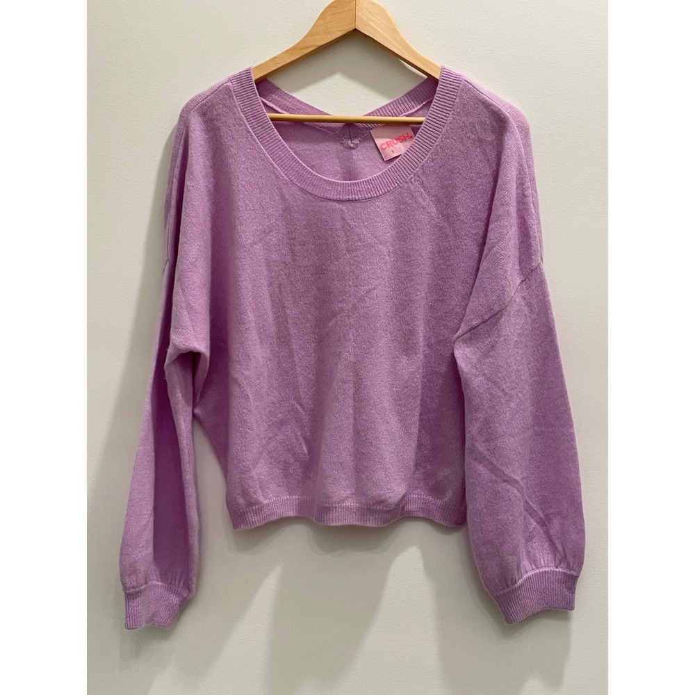 Crush Cashmere Lilac Purple Reversible V-Neck Scoop Neck Sweater Womens Size 1